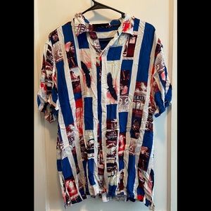 No Boundaries Red, White, & Blue Americana Hawaiian Shirt